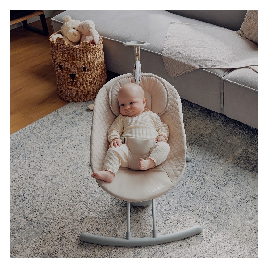 Lionelo - Balancelle musicale pour bébé RIO 4xC Beige Latte + télécommande