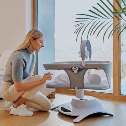 Lionelo - Balancelle pour bébé musicale 2 en 1 BELLA 4xAA Gris béton + télécommande