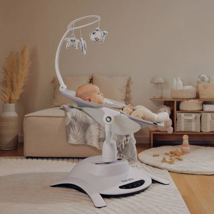 Lionelo - Balancelle pour bébé musicale 2 en 1 BELLA 4xAA Gris béton + télécommande