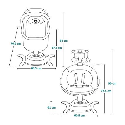 Lionelo - Balancelle pour bébé musicale 2 en 1 BELLA 4xAA Gris béton + télécommande