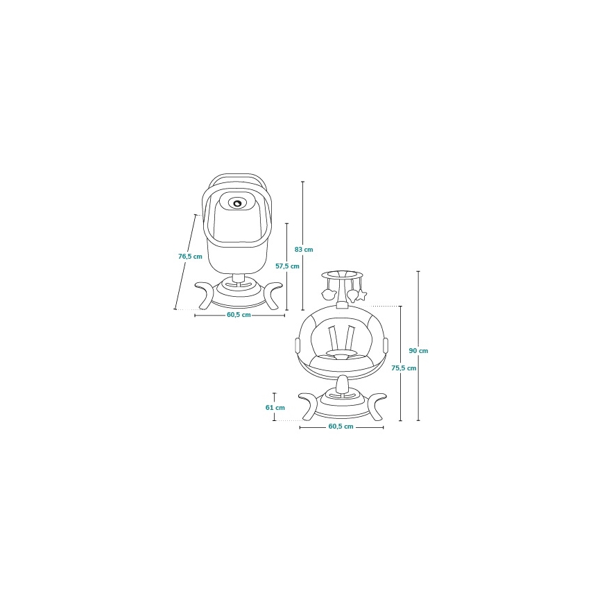 Lionelo - Balancelle pour bébé musicale 2 en 1 BELLA 4xAA Gris béton + télécommande