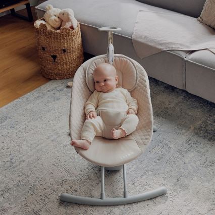 Lionelo - Balancelle pour bébé avec mélodie RIO 4xC Beige Latte + télécommande
