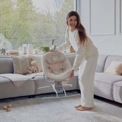 Lionelo - Balancelle pour bébé avec mélodie RIO 4xC Beige Latte + télécommande