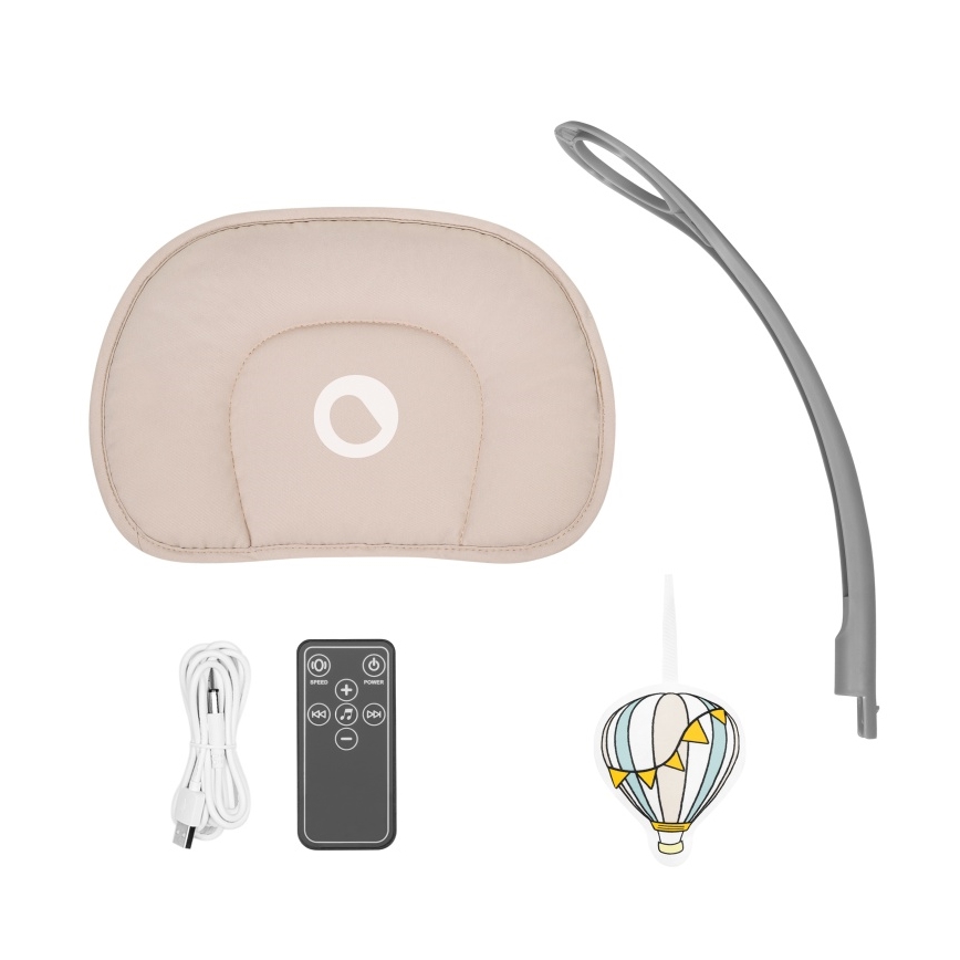 Lionelo - Balancelle pour bébé avec mélodie RIO 4xC Beige Latte + télécommande