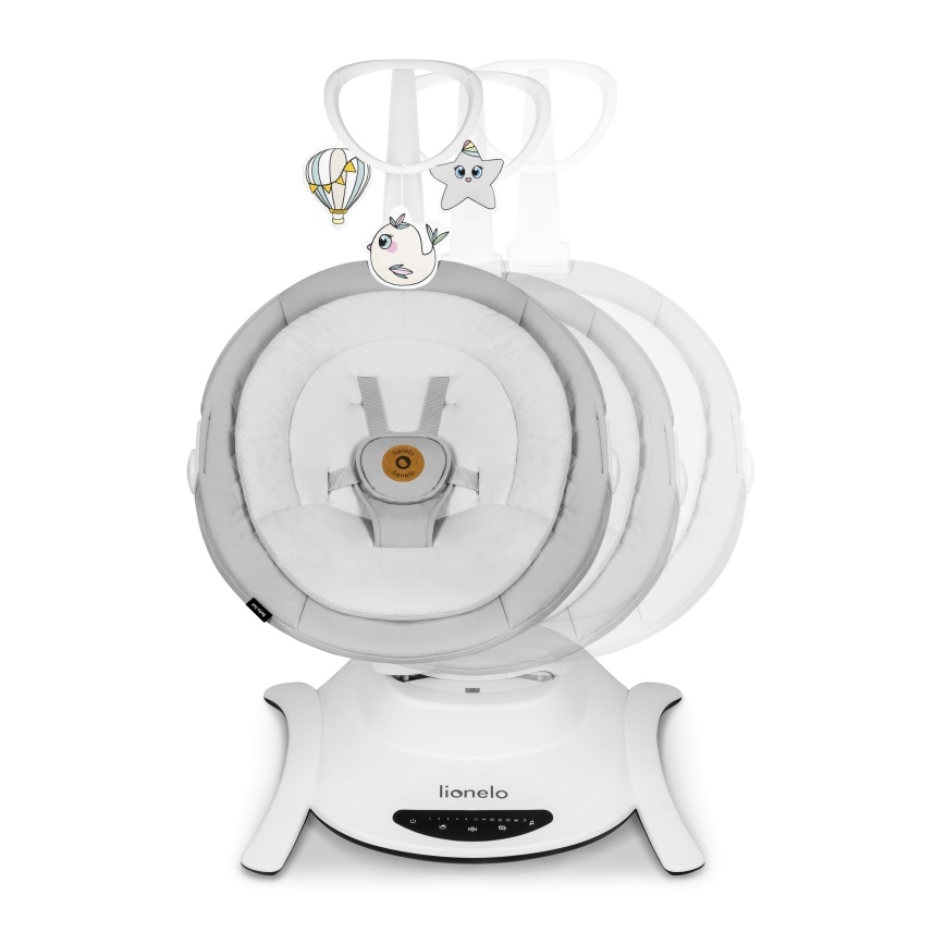 Lionelo - Balancelle pour bébé BELLA Gris béton avec mélodie + télécommande