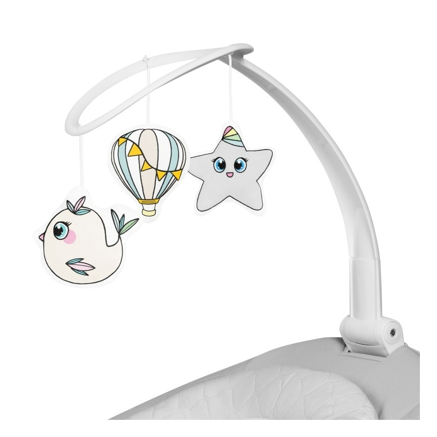 Lionelo - Balancelle pour bébé BELLA Gris béton avec mélodie + télécommande