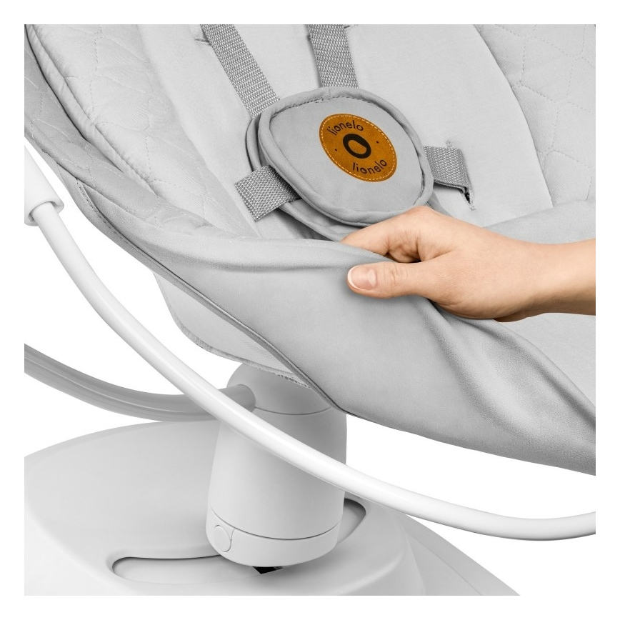 Lionelo - Balancelle pour bébé BELLA Gris béton avec mélodie + télécommande