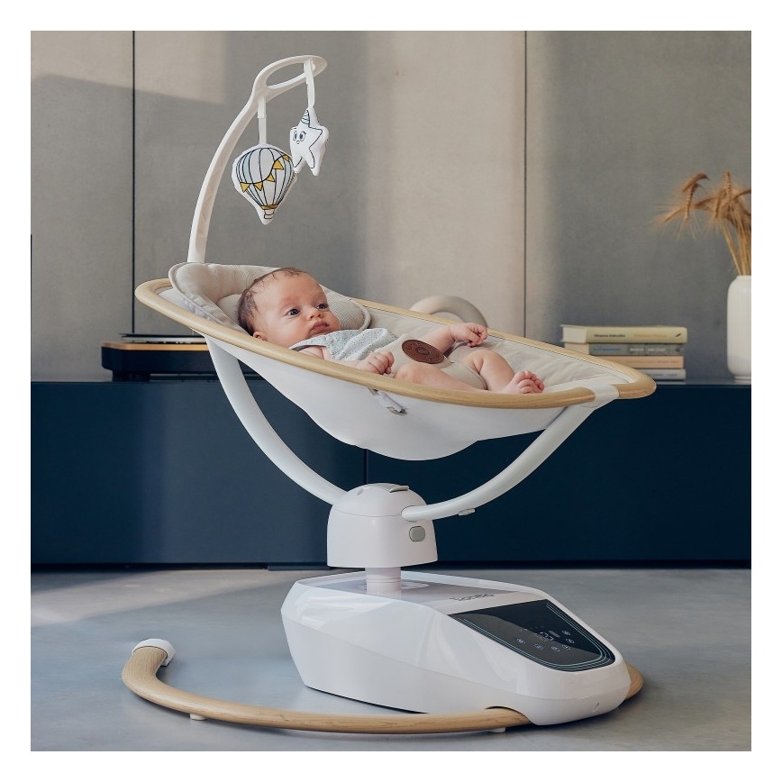 Lionelo - Balancelle pour bébé OLIVIA Beige naturel avec mélodie + télécommande
