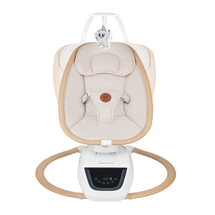 Lionelo - Balancelle pour bébé OLIVIA Beige naturel avec mélodie + télécommande