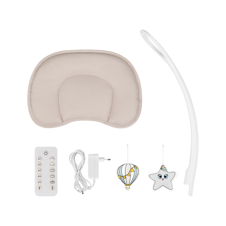 Lionelo - Balancelle pour bébé OLIVIA Beige naturel avec mélodie + télécommande