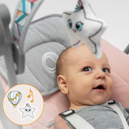 Lionelo - Balancelle pour bébé OTTO 4xLR14 Rose Baby