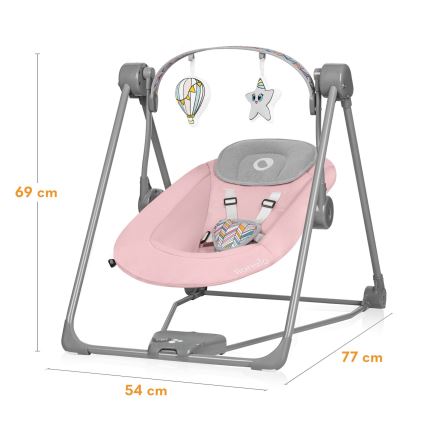 Lionelo - Balancelle pour bébé OTTO 4xLR14 Rose Baby
