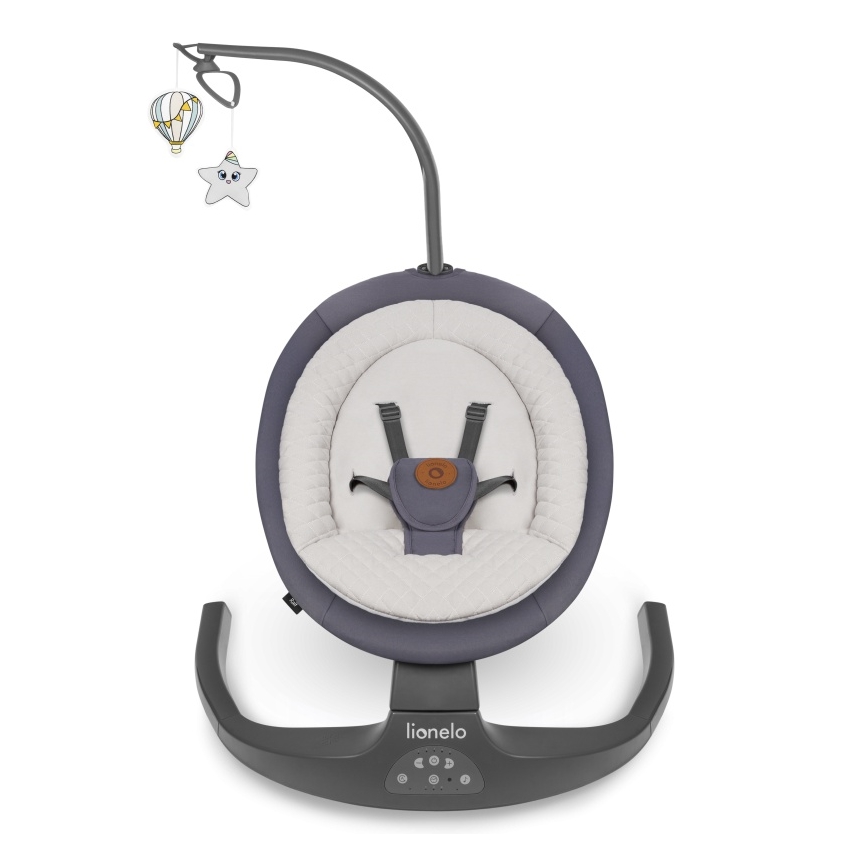 Lionelo - Balancelle pour bébé RALF avec mélodie, fonctionnant avec 4 piles AA, Gris Graphite + télécommande