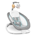 Lionelo - Balancelle vibrante pour bébé avec mélodie PASCAL 2xAA gris/turquoise