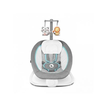 Lionelo - Balancelle vibrante pour bébé avec mélodie PASCAL 2xAA gris/turquoise