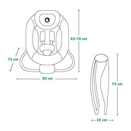 Lionelo - Balancelle vibrante pour bébé avec mélodie PASCAL 2xAA gris/turquoise