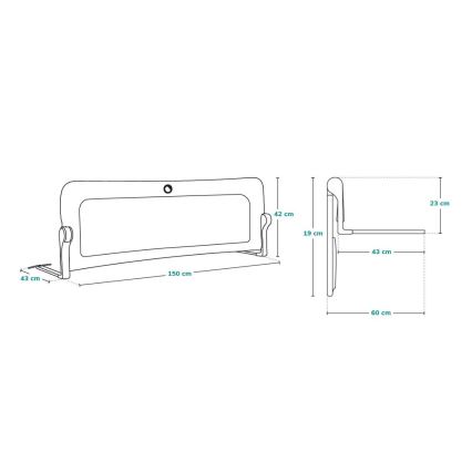 Lionelo - Barrière de sécurité pour lit en EVA grise