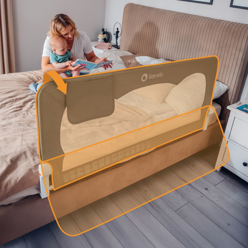 Lionelo - Barrière de sécurité pour lit HANNA Gris Mélange