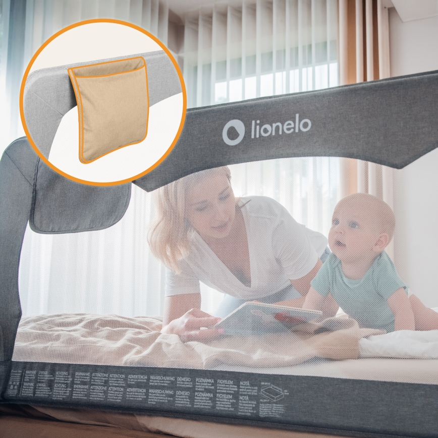 Lionelo - Barrière de sécurité pour lit HANNA Gris Mélange