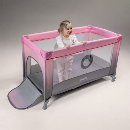 Lionelo - Berceau de voyage STEFI rose/gris