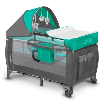 Lionelo - Berceau de voyage SVEN PLUS gris/turquoise