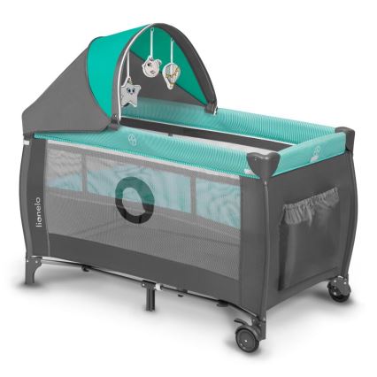 Lionelo - Berceau de voyage SVEN PLUS gris/turquoise