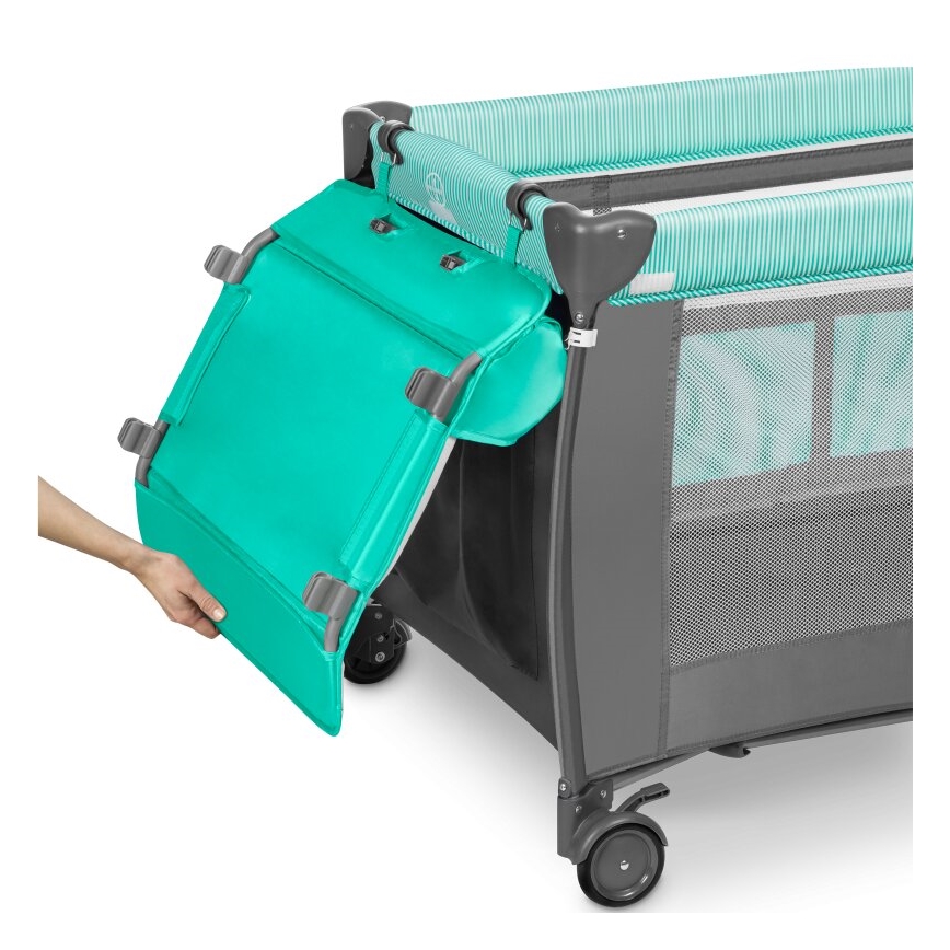 Lionelo - Berceau de voyage SVEN PLUS gris/turquoise