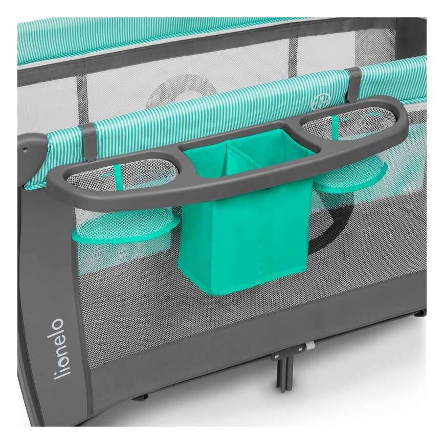 Lionelo - Berceau de voyage SVEN PLUS gris/turquoise
