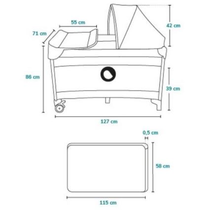 Lionelo - Berceau de voyage SVEN PLUS gris/turquoise
