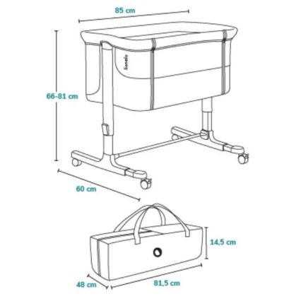 Lionelo - Berceau pour bébé 3en1 AURORA gris