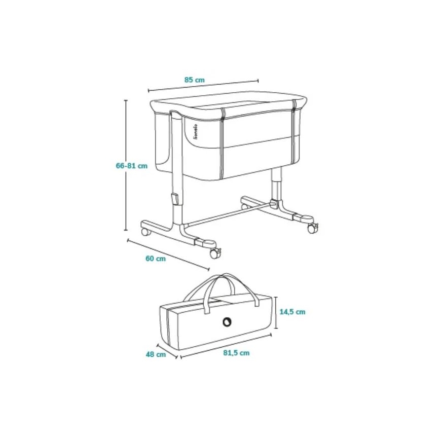 Lionelo - Berceau pour bébé 3en1 AURORA gris
