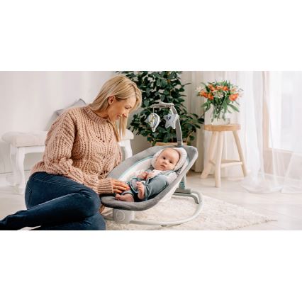 Lionelo - Berceuse vibrante pour bébé avec melodie PASCAL gris/turquoise