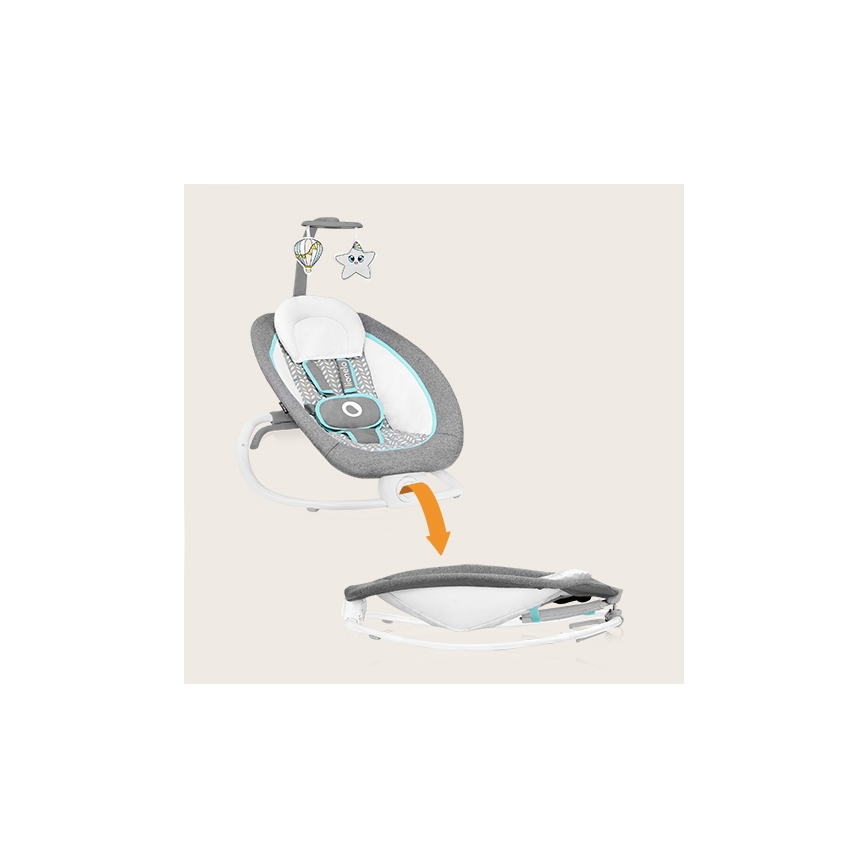 Lionelo - Berceuse vibrante pour bébé avec melodie PASCAL gris/turquoise