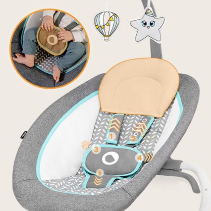Lionelo - Berceuse vibrante pour bébé avec melodie PASCAL gris/turquoise