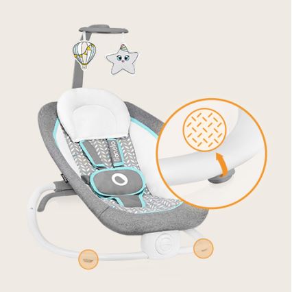 Lionelo - Berceuse vibrante pour bébé avec melodie PASCAL gris/turquoise