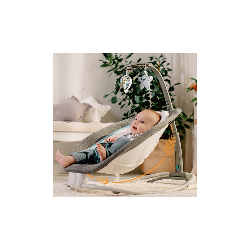 Lionelo - Berceuse vibrante pour bébé avec une mélodie PASCAL gris
