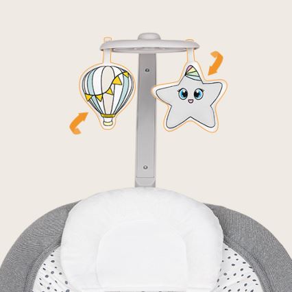 Lionelo - Berceuse vibrante pour bébé avec une mélodie PASCAL gris