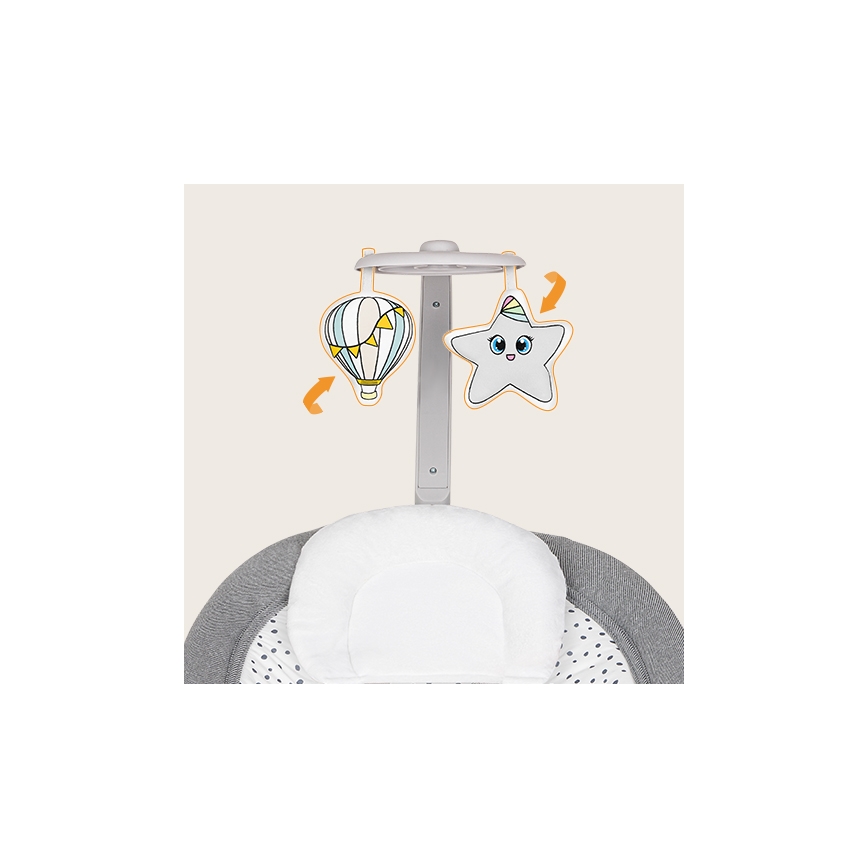Lionelo - Berceuse vibrante pour bébé avec une mélodie PASCAL gris