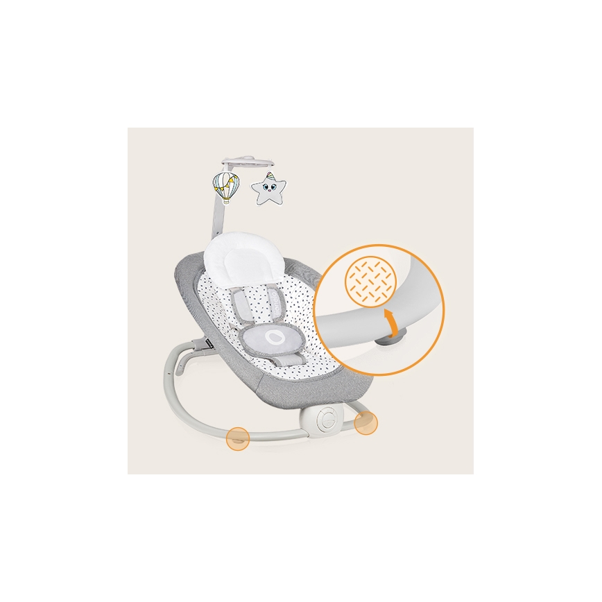 Lionelo - Berceuse vibrante pour bébé avec une mélodie PASCAL gris