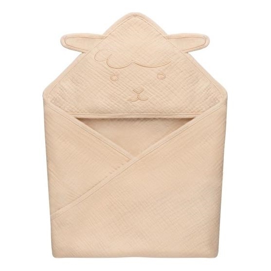 Lionelo - Cape de bain à capuche en mousseline pour enfant, beige sable