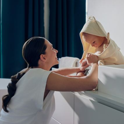 Lionelo - Cape de bain pour enfant à capuche en mousseline Beige Sable