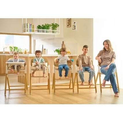 Lionelo - Chaise de repas 3 en 1 pour enfant CELIA Blanc / bois naturel
