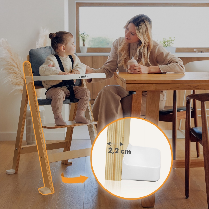 Lionelo - Chaise de repas 3 en 1 pour enfant FLORIS Blanc Naturel