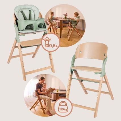 Lionelo - Chaise de repas 3 en 1 pour enfant MEGAN Bois Vert