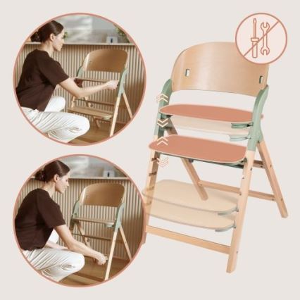 Lionelo - Chaise de repas 3 en 1 pour enfant MEGAN Bois Vert