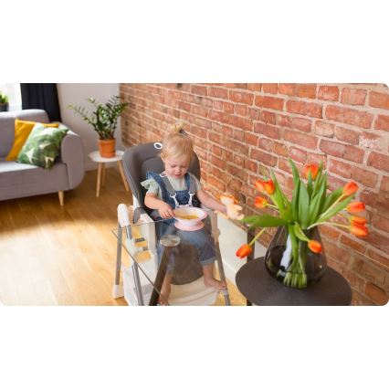 Lionelo - Chaise de repas pour enfant LINN PLUS blanche/grise