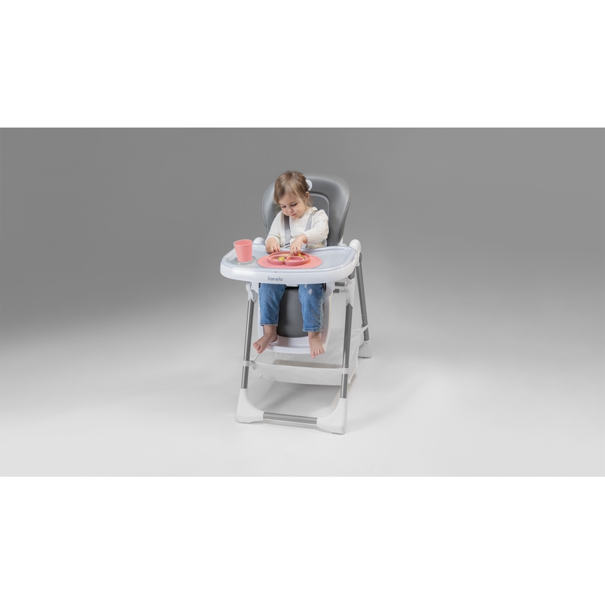 Lionelo - Chaise de repas pour enfant LINN PLUS blanche/grise