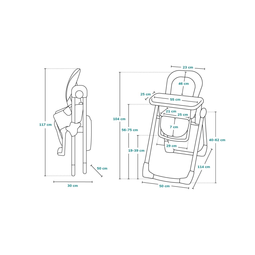 Lionelo - Chaise de repas pour enfant LINN PLUS blanche/grise