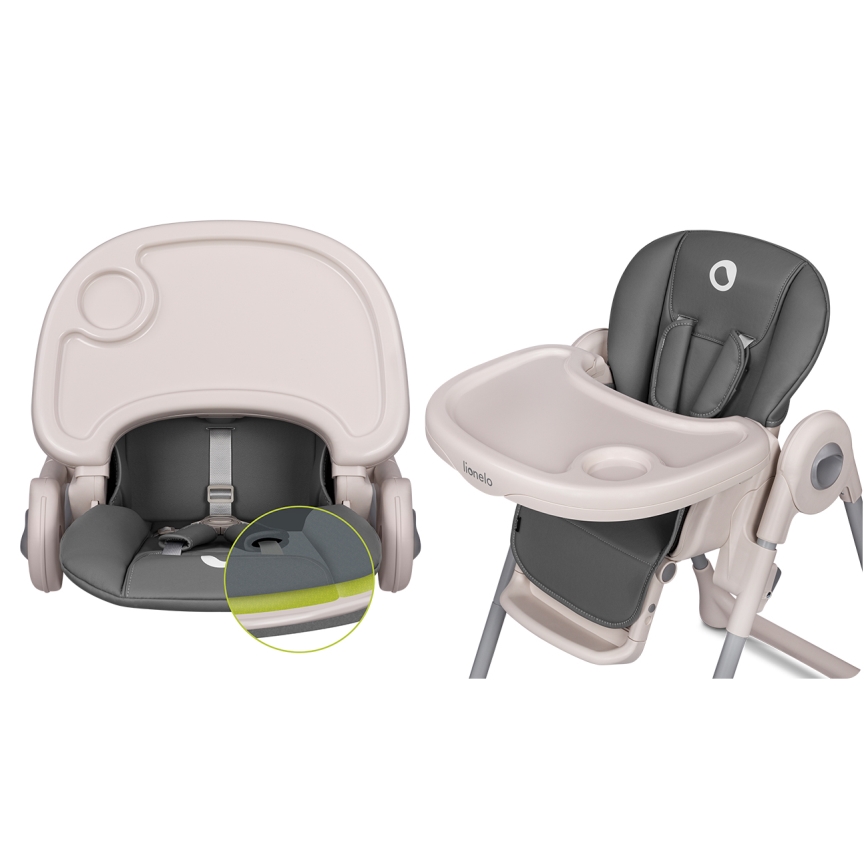 Lionelo - Chaise de repas pour enfant ZANNA grise
