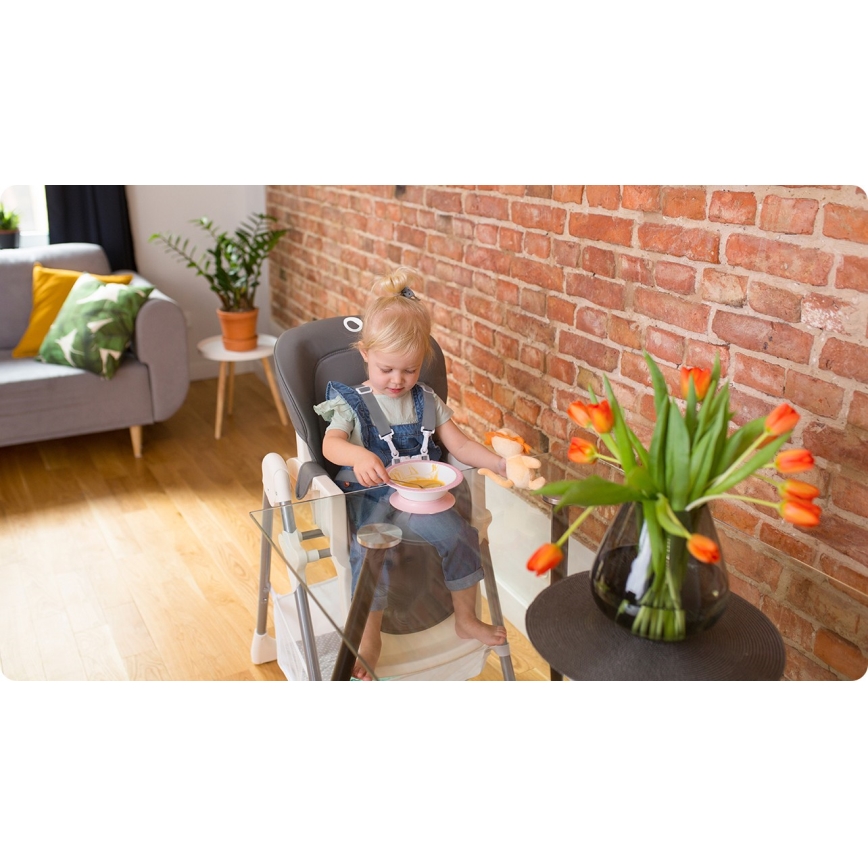 Lionelo - Chaise haute enfant LINN PLUS blanc/gris